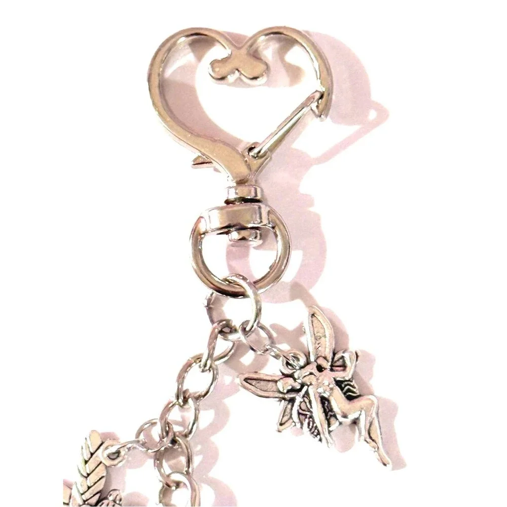 NWT Silver Fairy & Moon Charm Keychain/ Bag Charm- Handmade